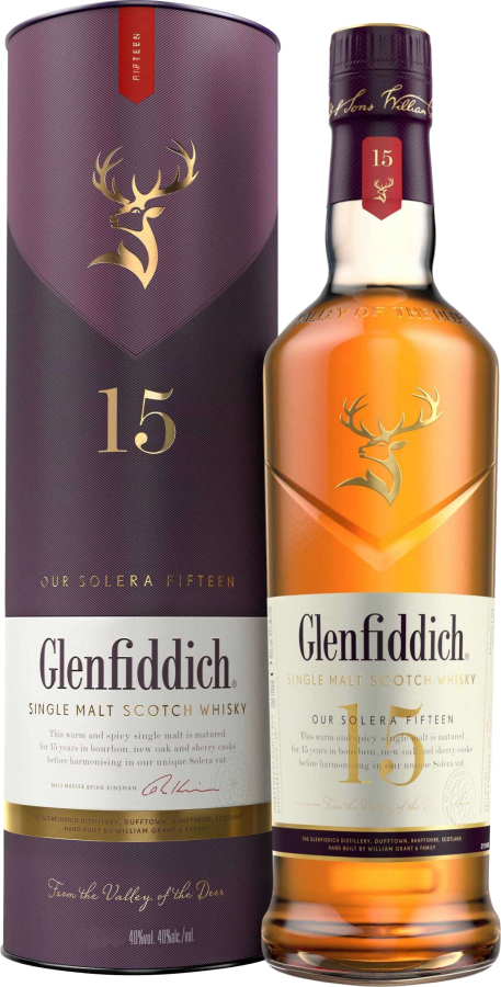 Glenfiddich 15 Year Old Speyside Single Malt Scotch Solera Reserve Lit Bottle Hampton